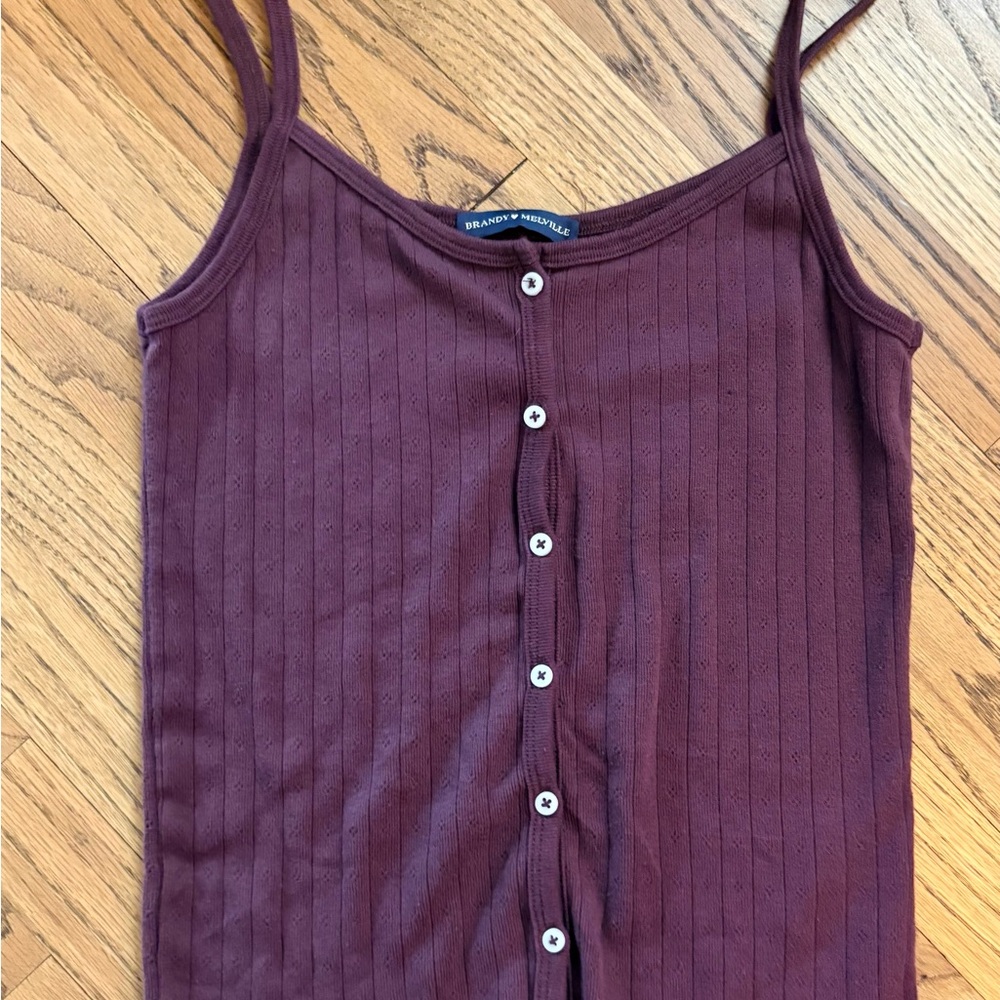 Brandy Melville Maroon Button-Up Camisole